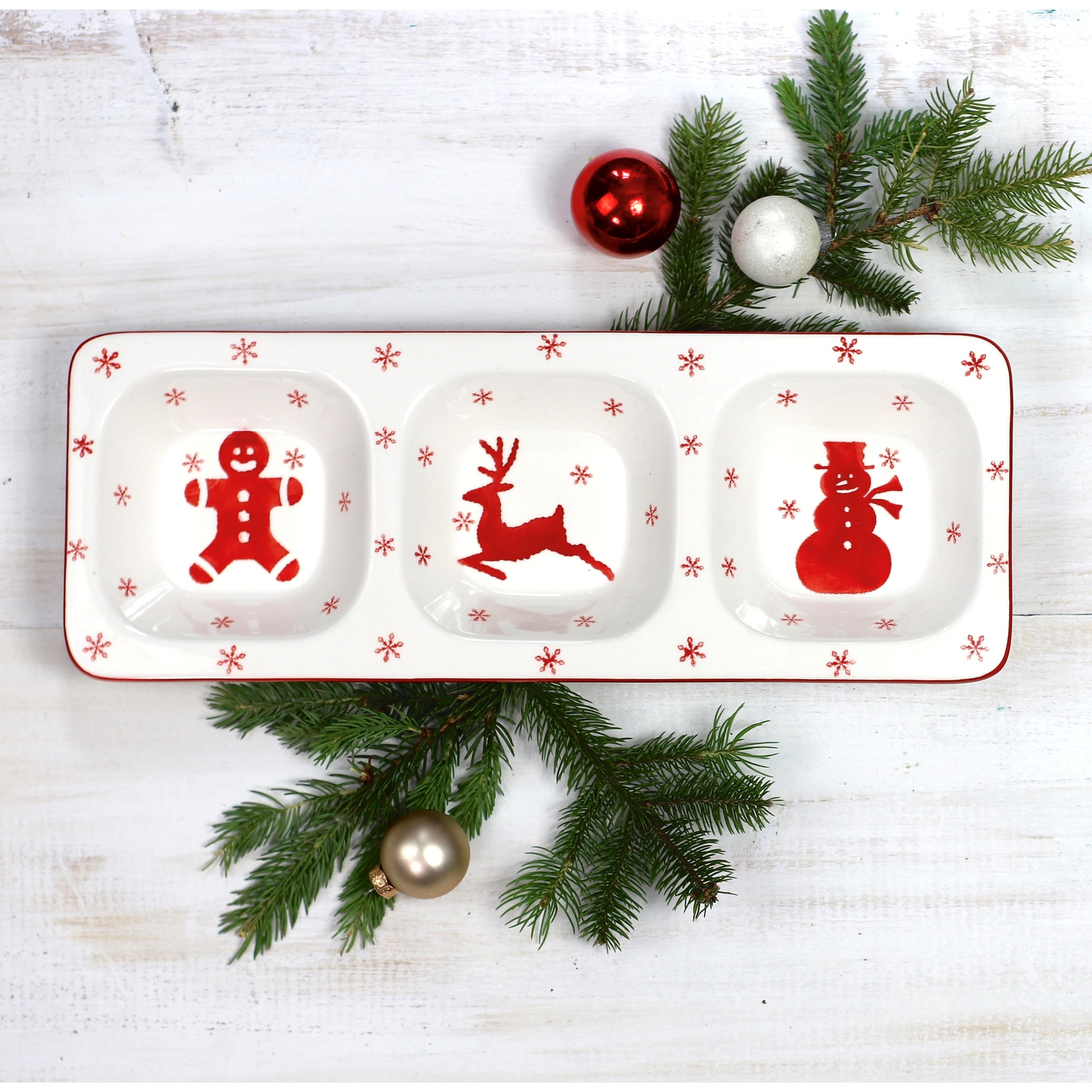 Euro Ceramica Winterfest 3 Part Divided Dish