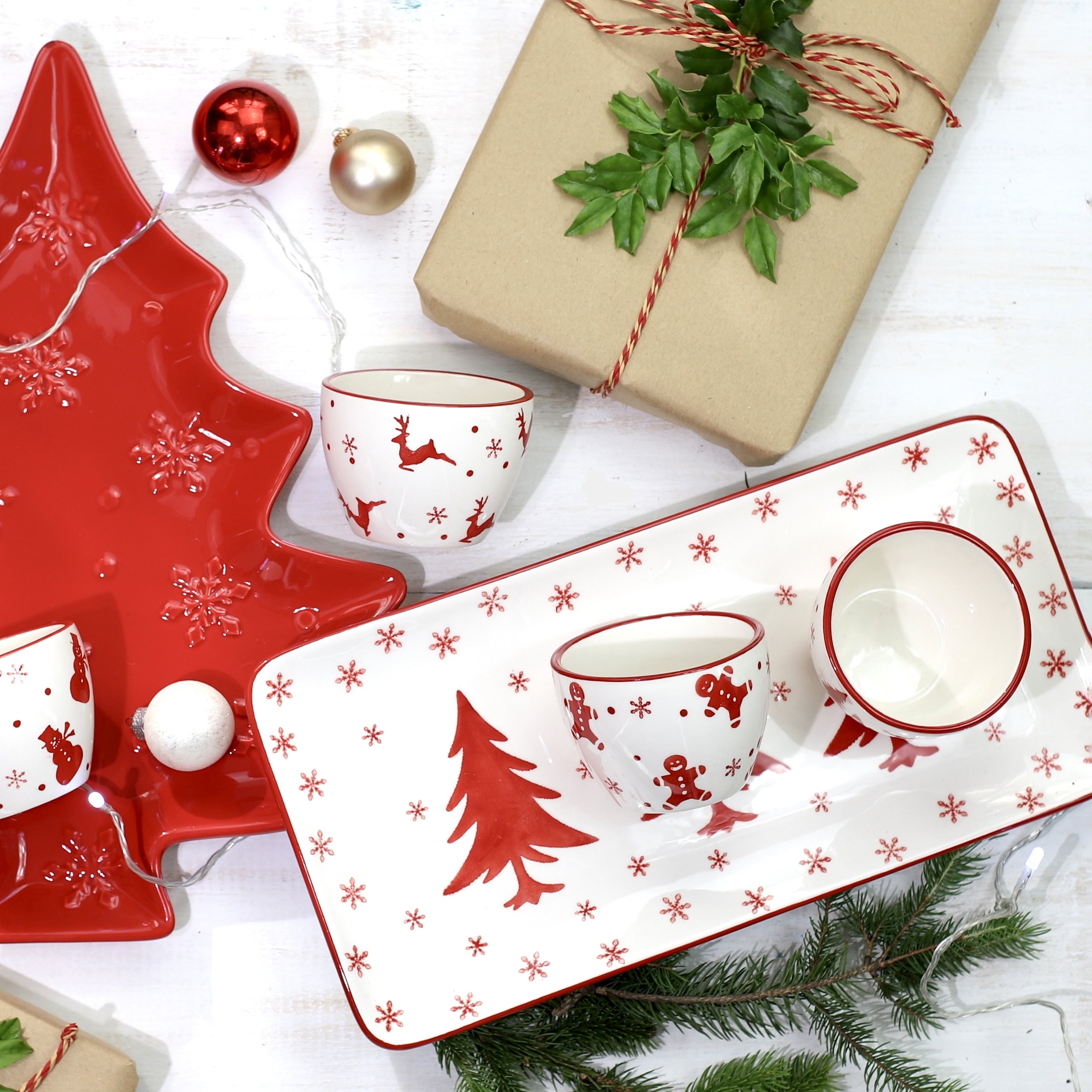 Euro Ceramica Winterfest 4 Piece Dipping Bowl Set