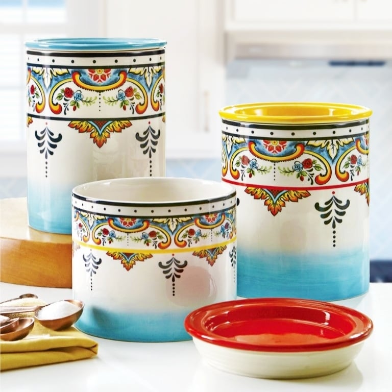 Euro Ceramica Zanzibar 3 Piece Canister Set Assorted Sizes