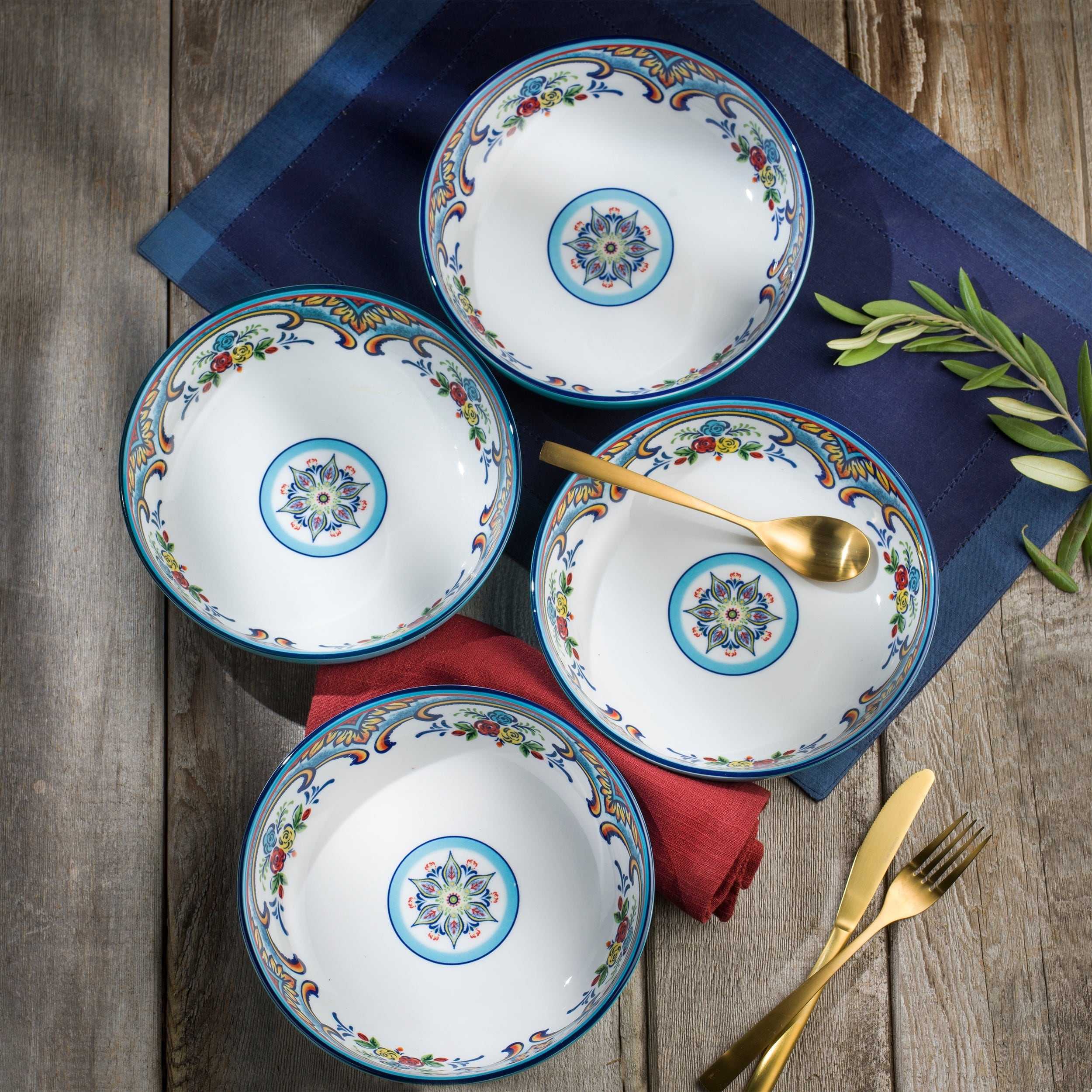 Euro Ceramica Zanzibar Earthenware Pasta Bowls Set Of 4