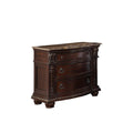 European Style Nightstand With 3 Drawers And Marble Top Dark Cherry Brown