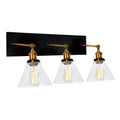 Carbon Loft Avila 3 Light Wall Sconce With Black And Gold Brass Finish