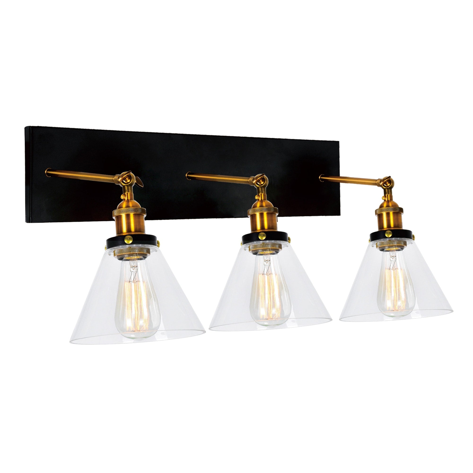 Carbon Loft Avila 3 Light Wall Sconce With Black And Gold Brass Finish