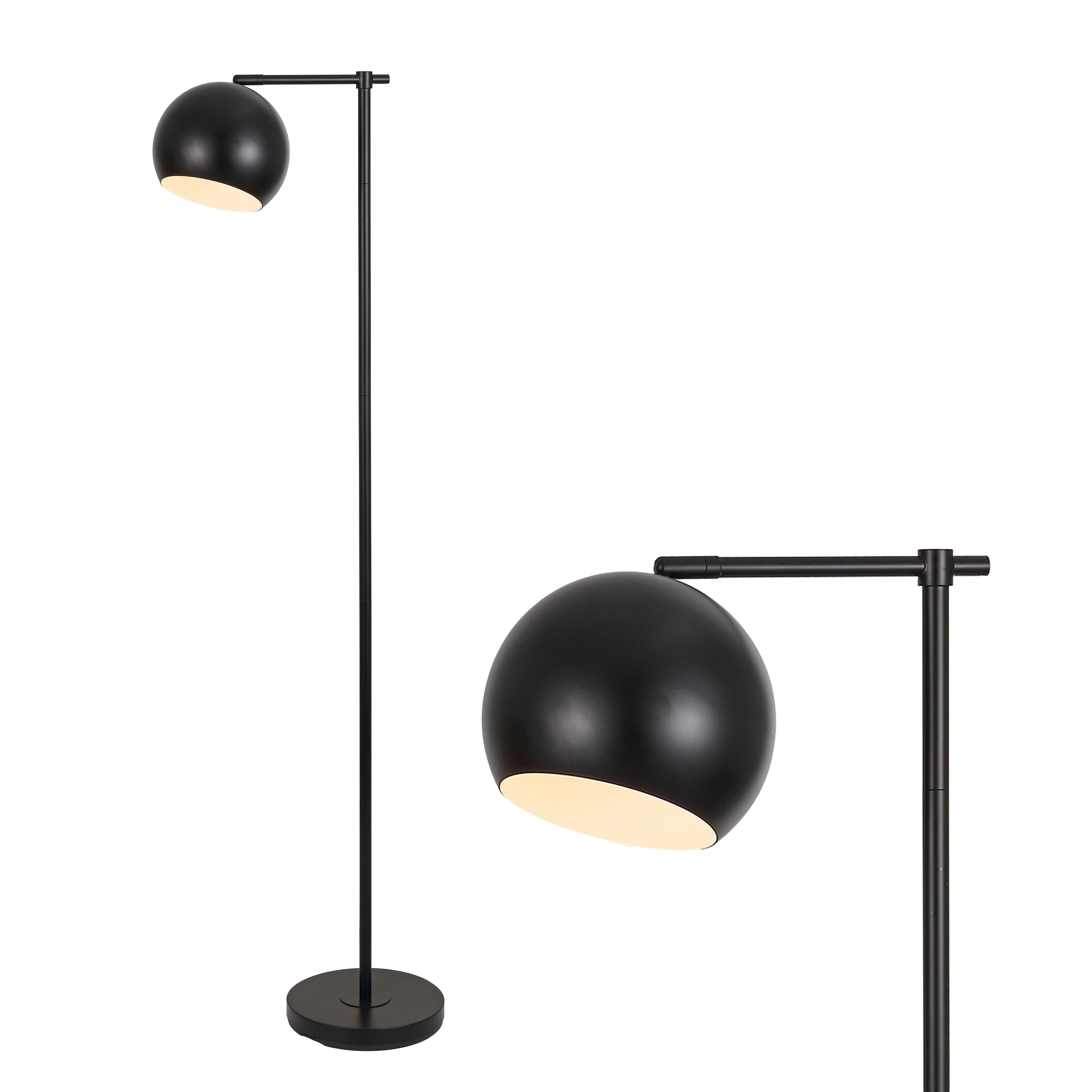 Eva 58.5 Modern Contemporary Led Floor Lamp With Metal Globe Shade Black