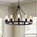 Viviana Black 12 Light Metal Round Chandelier N A