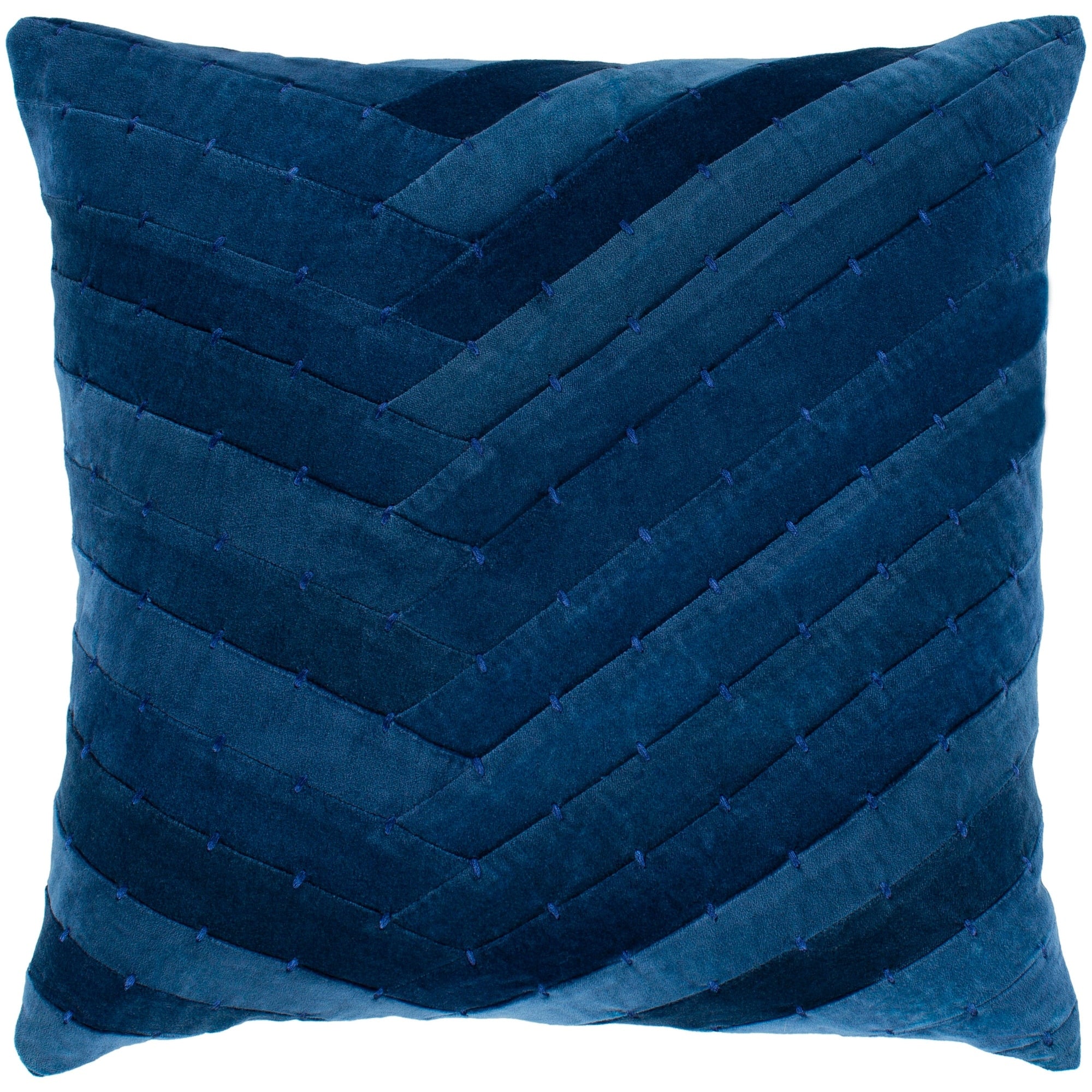 Evangeline Navy Stitched Velvet Throw Pillow Cover 20 X 20