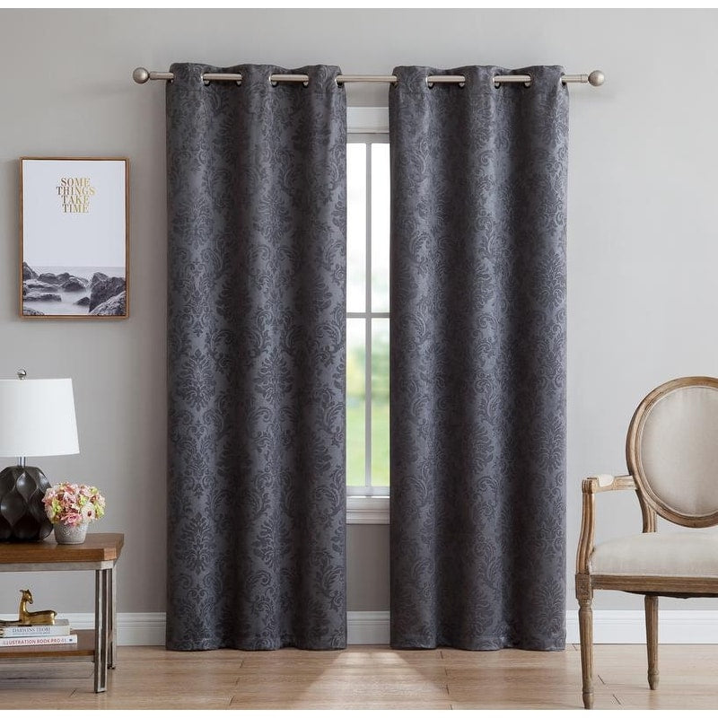 Gracewood Hollow Plakalo Embossed Thermal Weaved Blackout Grommet Drapery Curtains