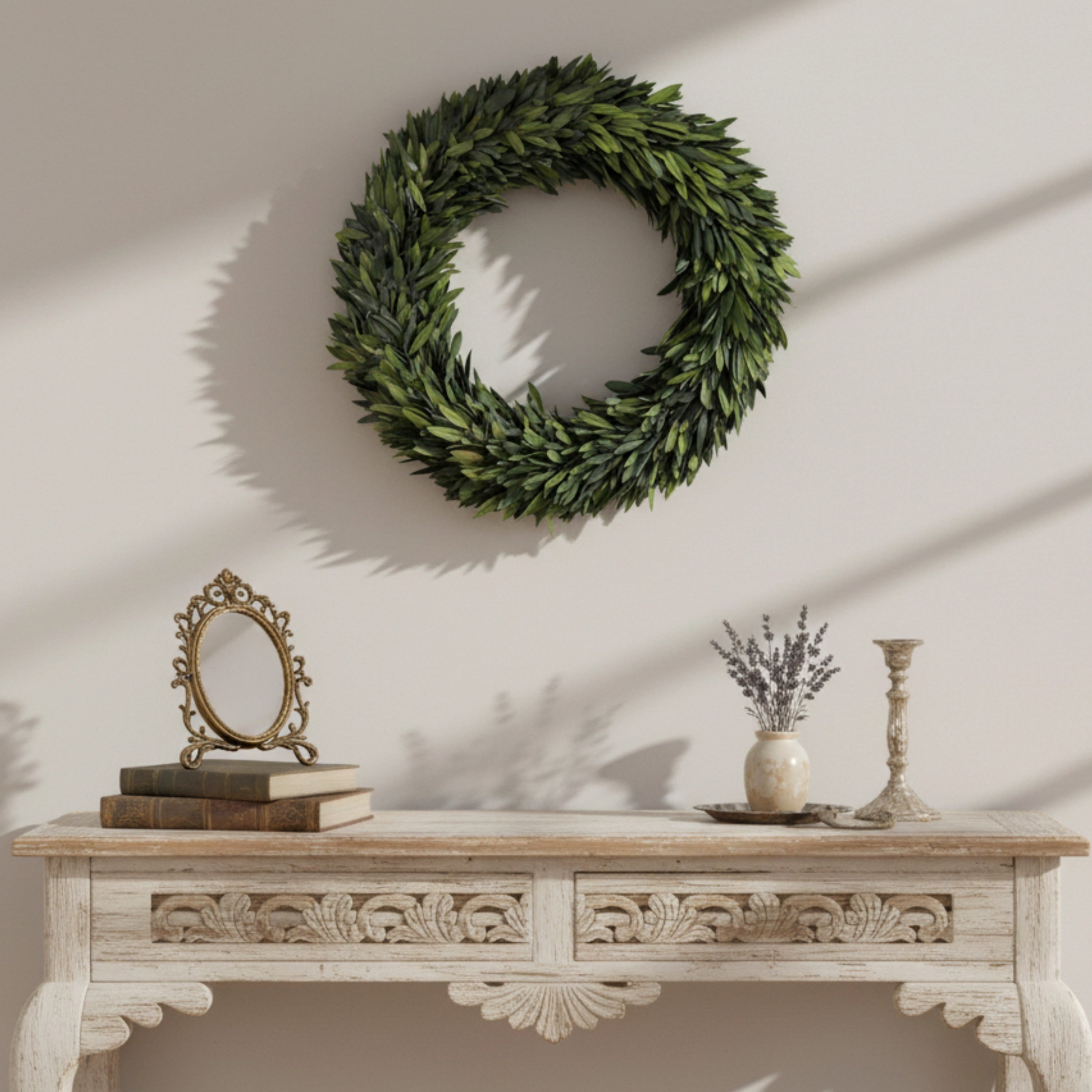 Haven 20 Real Preserved Olive Leaf Wreath For Indoor Display