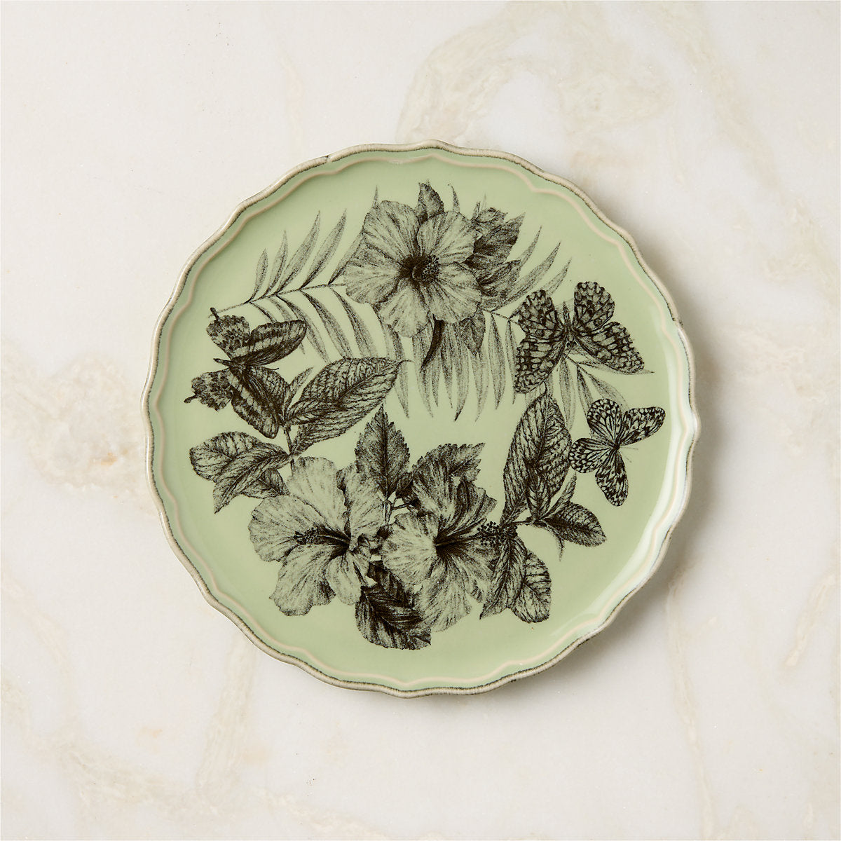Everly Round White and Black Patterned Serving Platter