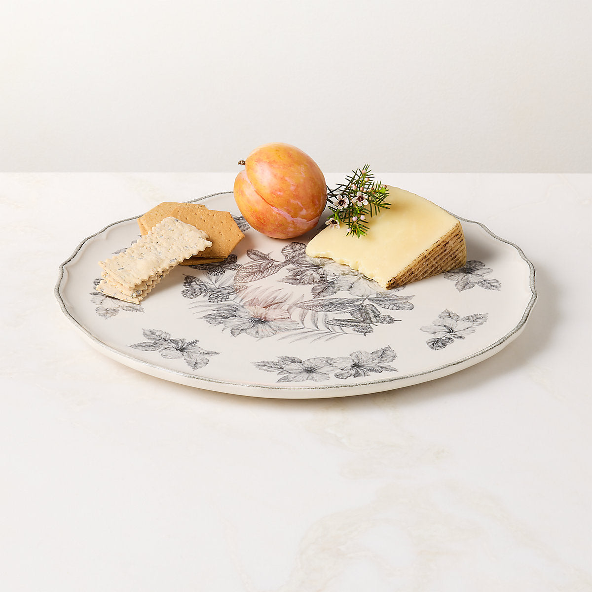 Everly White and Black Patterned Appetizer Plates Set of 6