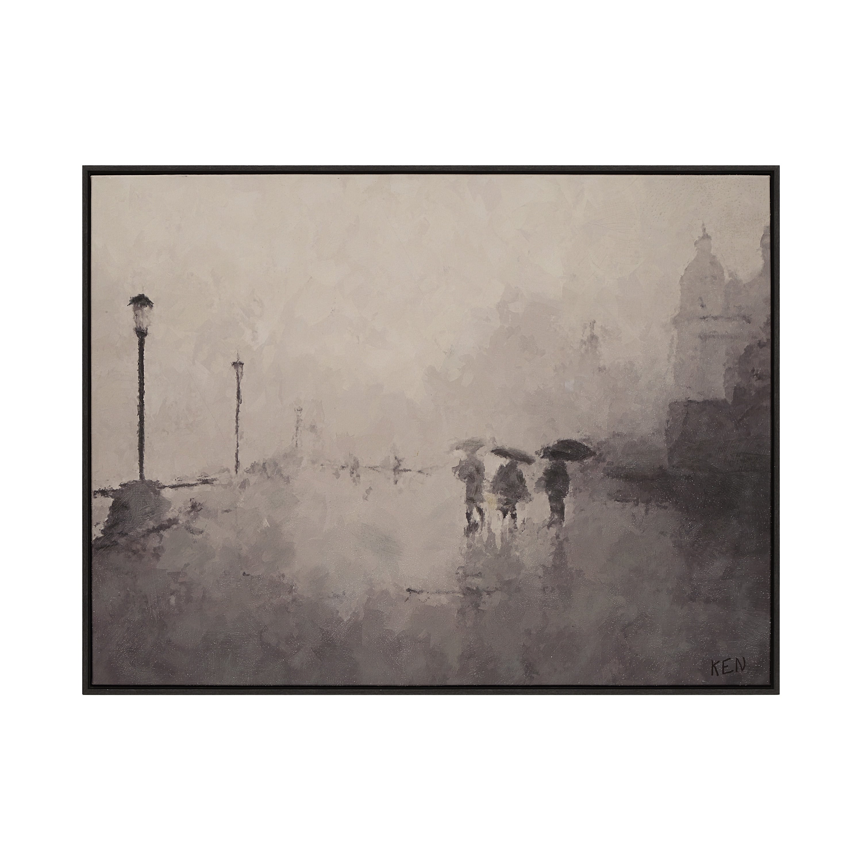 Everren Ambra 30 Wide Canvas Art Light Black Wood Beige