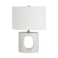 Everren Damian 16.5 Tall Grey With Black Speckled Resin Table Lamp With Drum Linen Shade