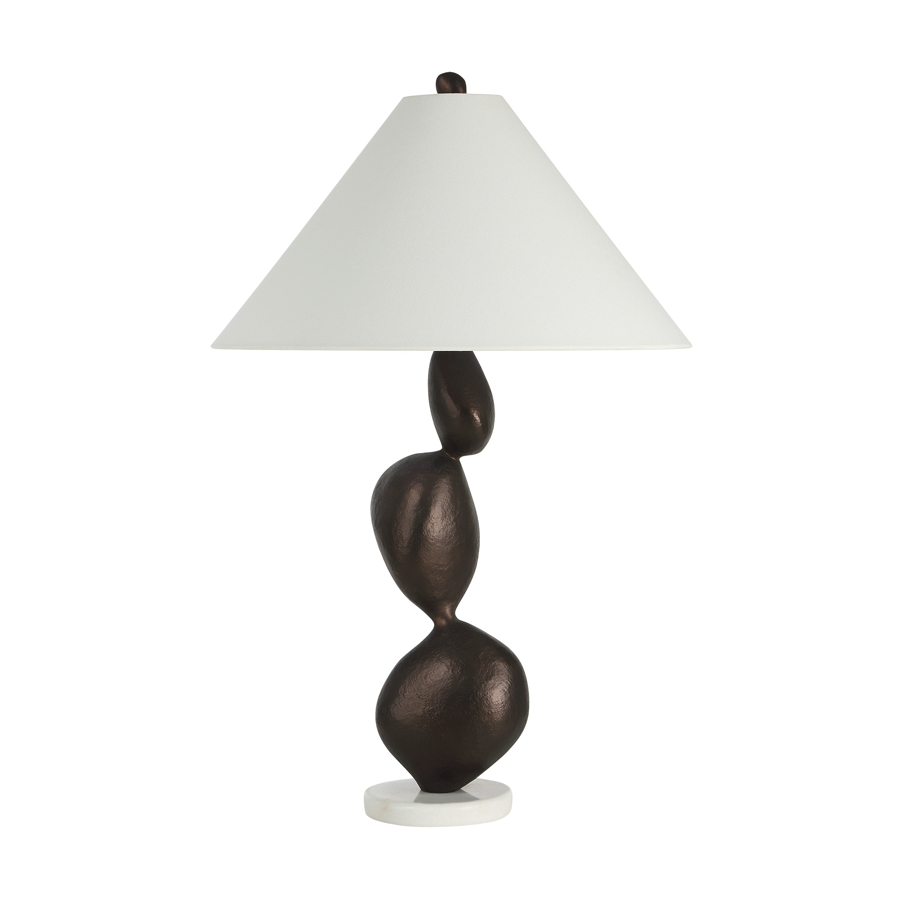 Everren Elle 29.5 Tall Matte Dark Bronze Resin Table Lamp With Tapered Linen Shade