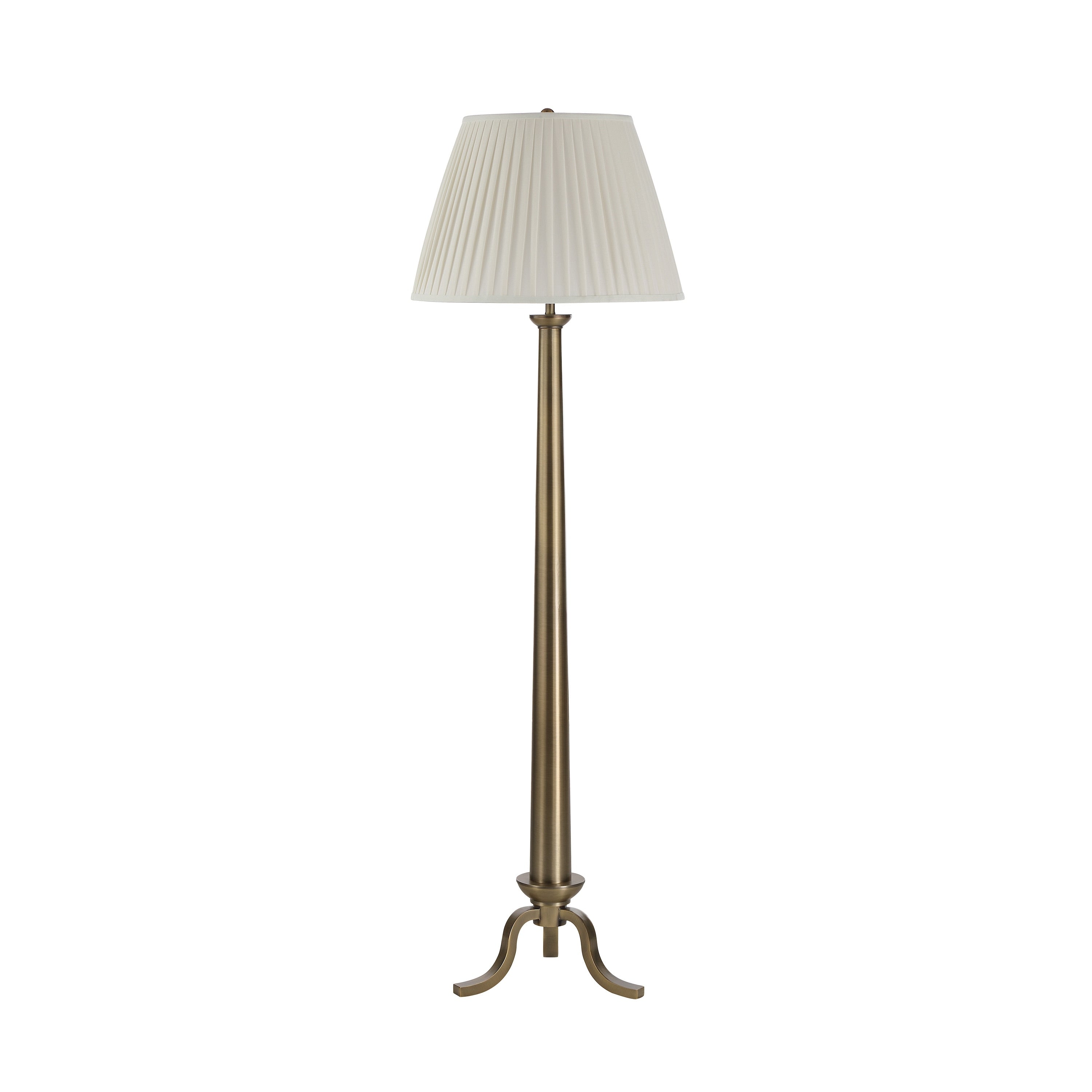 Everren Lucerna 64.75 Tall Dark Antique Brushed Brass Floor Lamp With Tapered Linen Shade