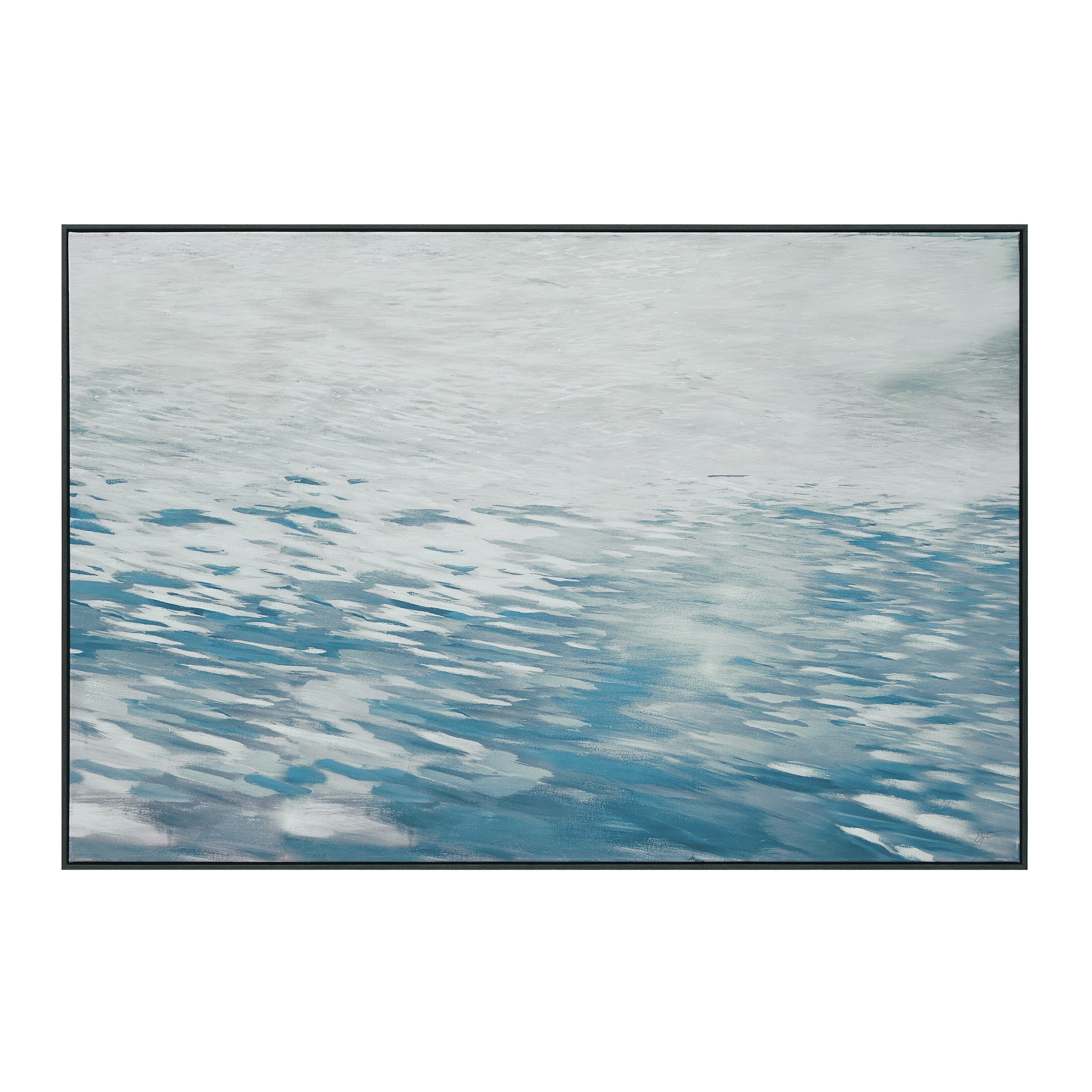 Everren Merlo 60 Wide Canvas Art Light Black Wood Blue