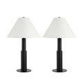 Everren Pantera 25 Tall Matte Black Iron Table Lamp With Tapered Linen Shade Set Of 2