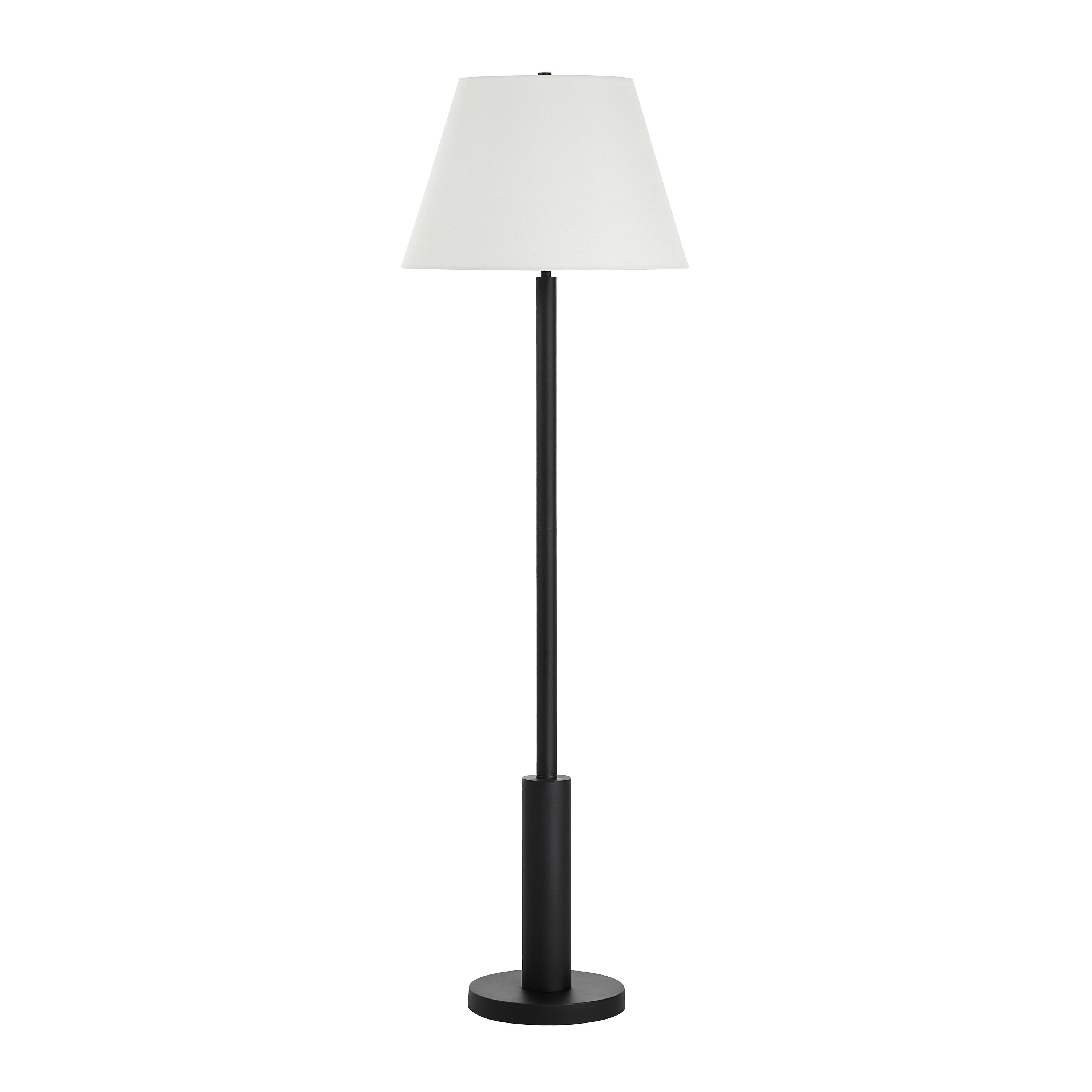 Everren Pantera 65.5 Tall Matte Black Floor Lamp With Tapered Linen Shade
