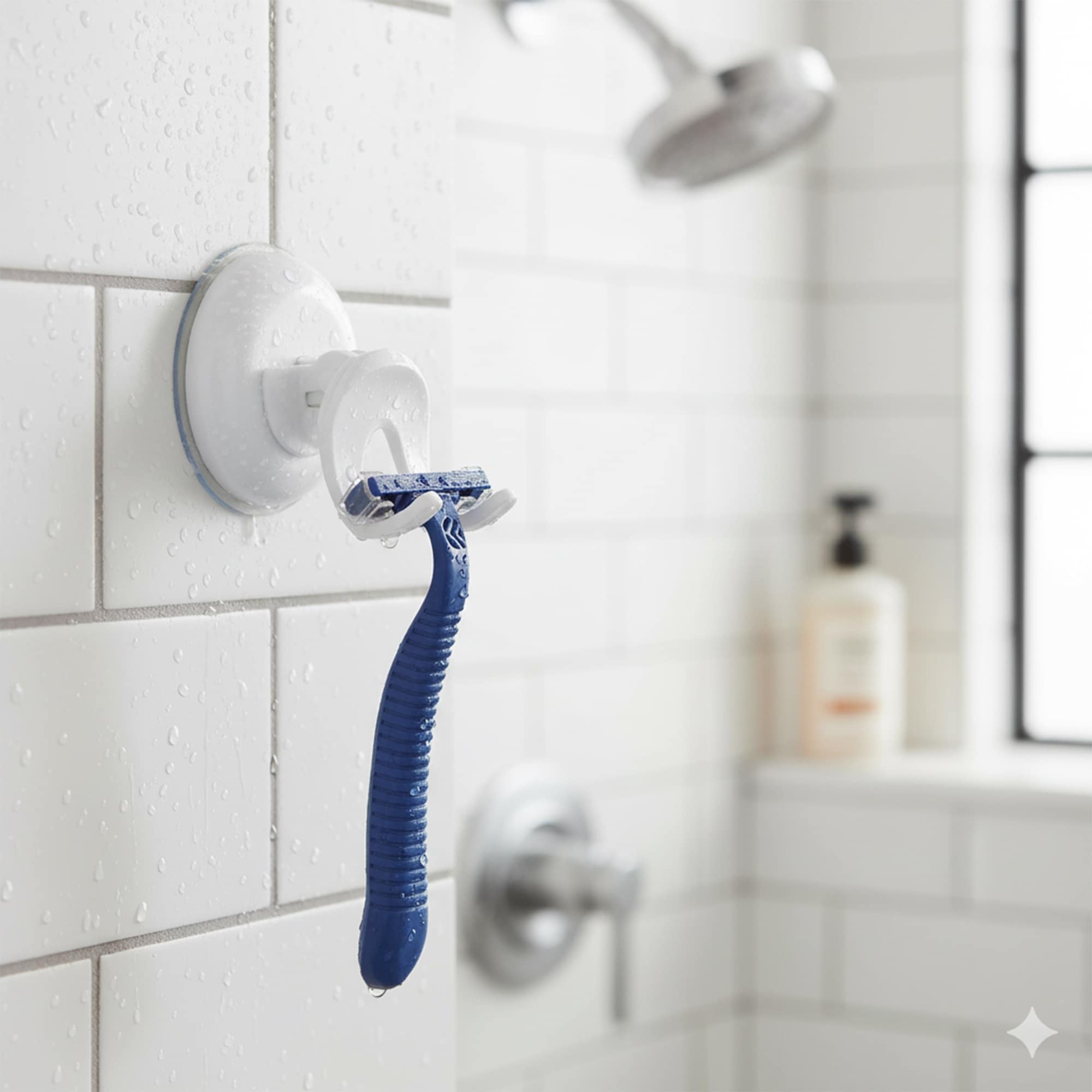 Evideco Men Bath Razor Holder With Push And Lock Strong Suction Cup White