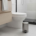 Evideco Soft Close Small Round Metal Bathroom Floor Step Trash Can Waste Bin 3 Liters 0.8 Gal Steel