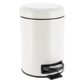 Evideco Soft Close Small Round Metal Bathroom Floor Step Trash Can Waste Bin 3 Liters 0.8 Gal White