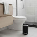 Evideco Soft Close Small Round Metal Bathroom Floor Step Trash Can Waste Bin 3 Liters 0.8 Gal Black