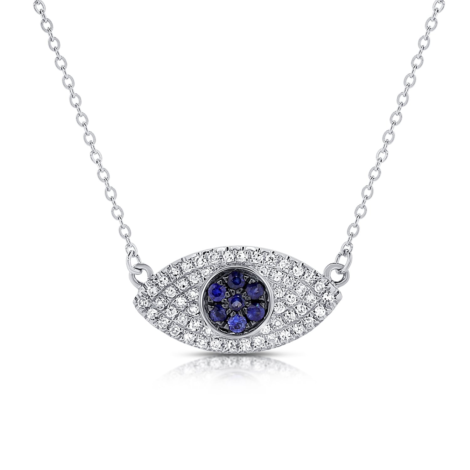 Joelle 14K Rose Gold Diamond Sapphire Evil Eye Necklace