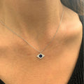 Joelle 14K Yellow Gold 1 10 Ct. Tdw Diamond Sapphire Evil Eye Necklace