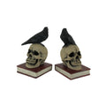 Evil Omen Raven On Skull Perch Decorative Bookend Set 7 X 4.5 X 4 Inches