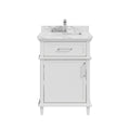 Horow Eviora 24 In. Single Sink Freestanding White Bath Vanity With White Cultured Marble Top Assembled