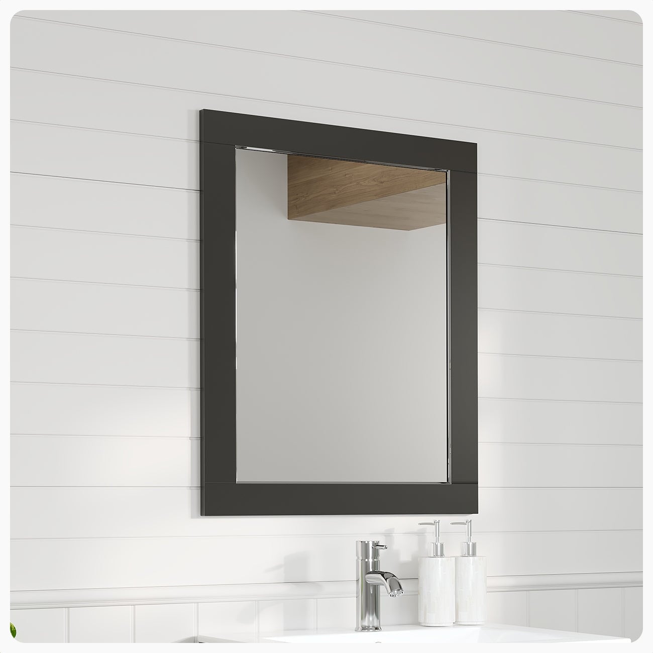 Eviva Aberdeen 24 Inch Espresso Framed Bathroom Wall Mirror