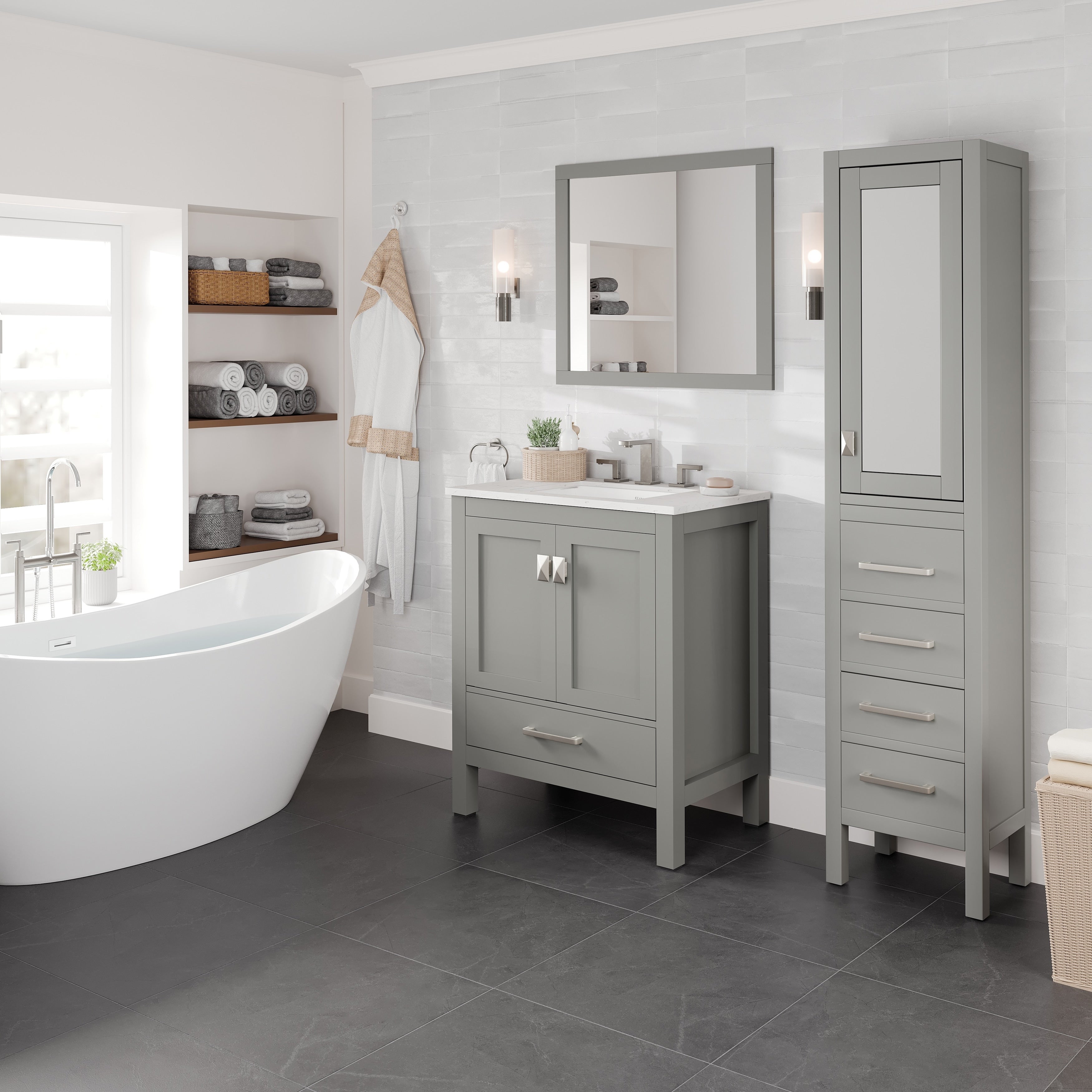 Eviva Aberdeen 30 Inch Grey Vanity