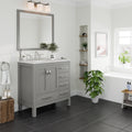 Eviva Aberdeen 36 Gray Transitional Bathroom Vanity W White Carrara Top