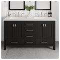 Eviva Aberdeen White Carrera Countertop 60 Inch Transitional Espresso Bathroom Vanity