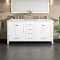 Eviva Aberdeen 72 White Transitional Double Sink Bathroom Vanity W White Carrara Top