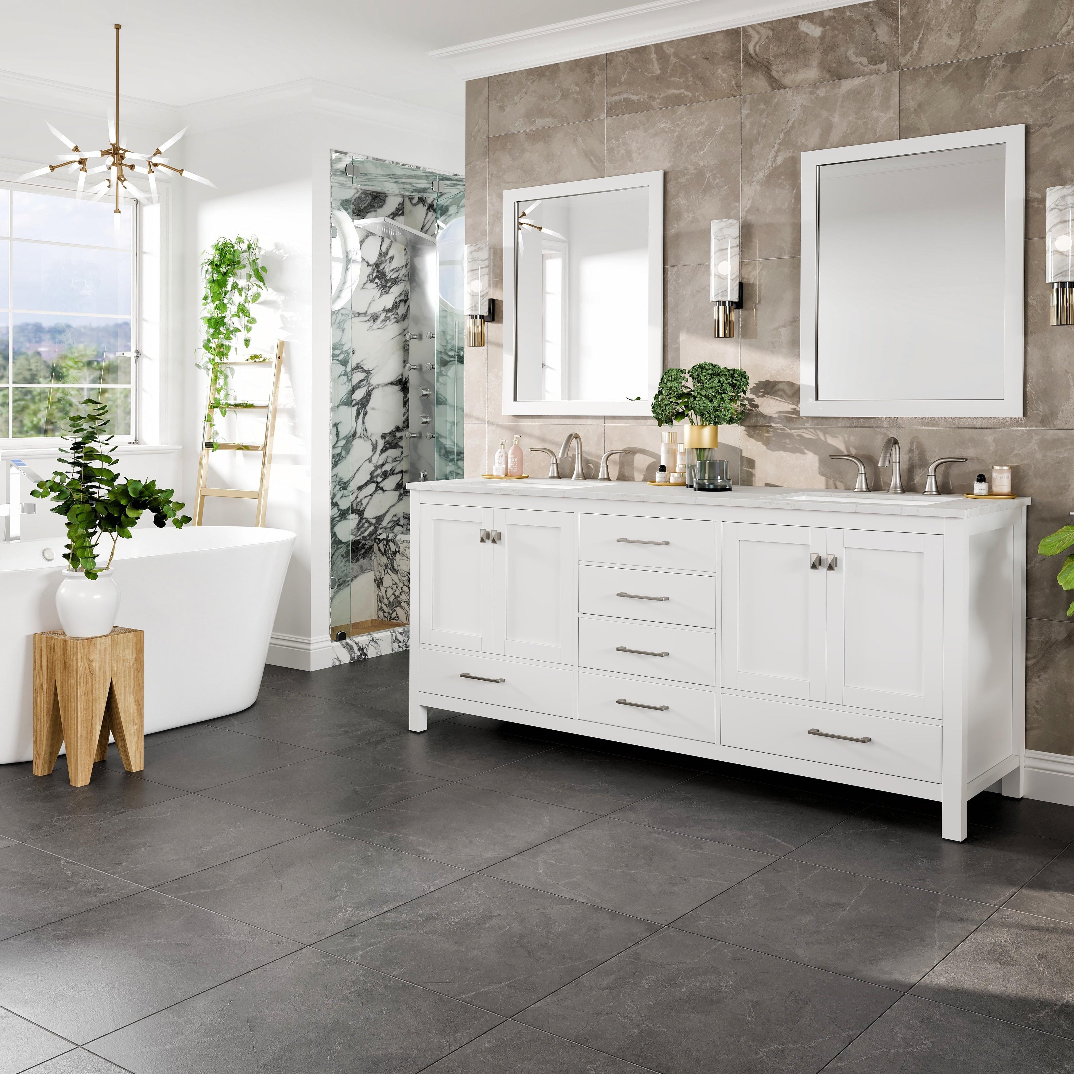 Eviva Aberdeen 78 White Vanity With Top