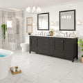 Eviva Aberdeen 84 Espresso Transitional Double Sink Bathroom Vanity W White Carrara Top