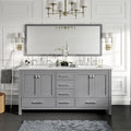 Eviva Aberdeen 72 Gray Transitional Double Sink Bathroom Vanity W White Carrara Top
