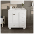 Eviva Acclaim C. 30 Inch Transitional White Bathroom Vanity With White Carrera Marble Counter Top Backsplash Is Not Included