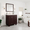 Eviva Acclaim C. 30 Transitional Teak Bathroom Vanity With White Carrera Marble Counter Top