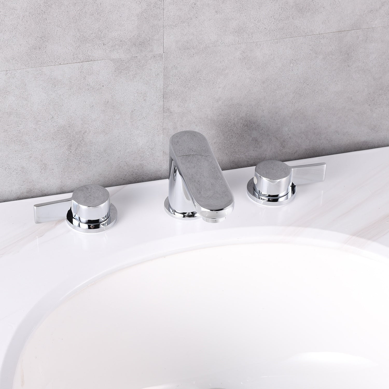 Eviva Curvy 2 Handles 3 Holes Chrome Bathroom Sink Faucet