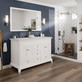 Eviva Elite Stamford 48 White Solid Wood Bathroom Vanity Set With Double Og White Carrera Marble Top