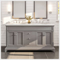 Eviva Elite Stamford 60 Gray Double Sink Bathroom Vanity W Double Ogee Edge White Carrara Top