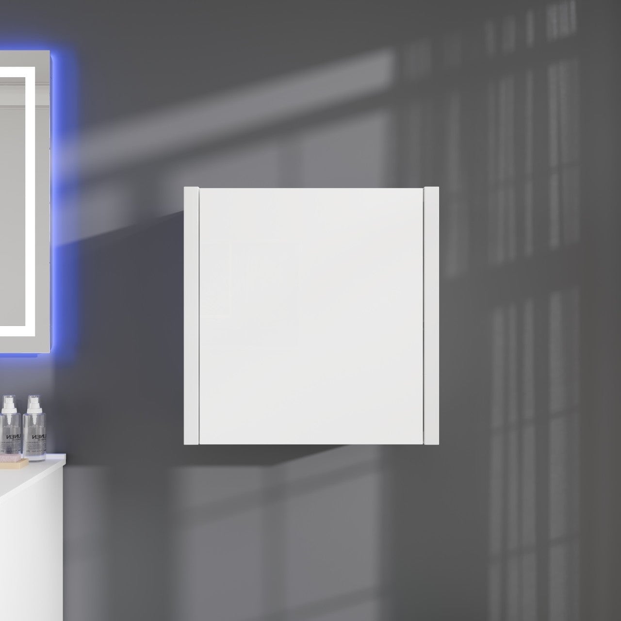Eviva Libra White Wood Modern Wall Mount Side Cabinet Storage
