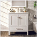 Eviva London 30 X 18 White Transitional Bathroom Vanity W White Carrara Top