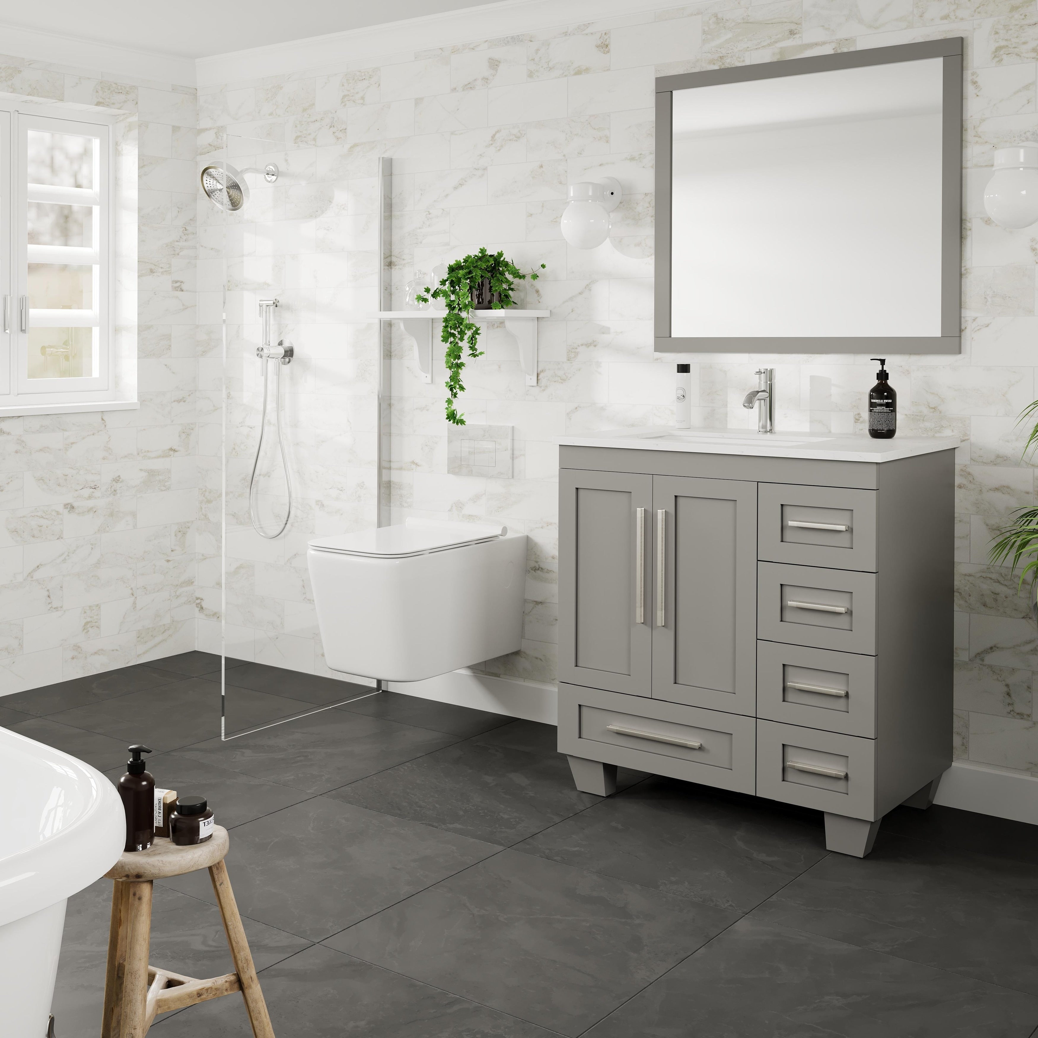Eviva Loon 30 Long Handles Gray Vanity