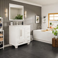 Eviva Loon Transitional White 30 Inch Bathroom Vanity With White Carrera Marble Countertop
