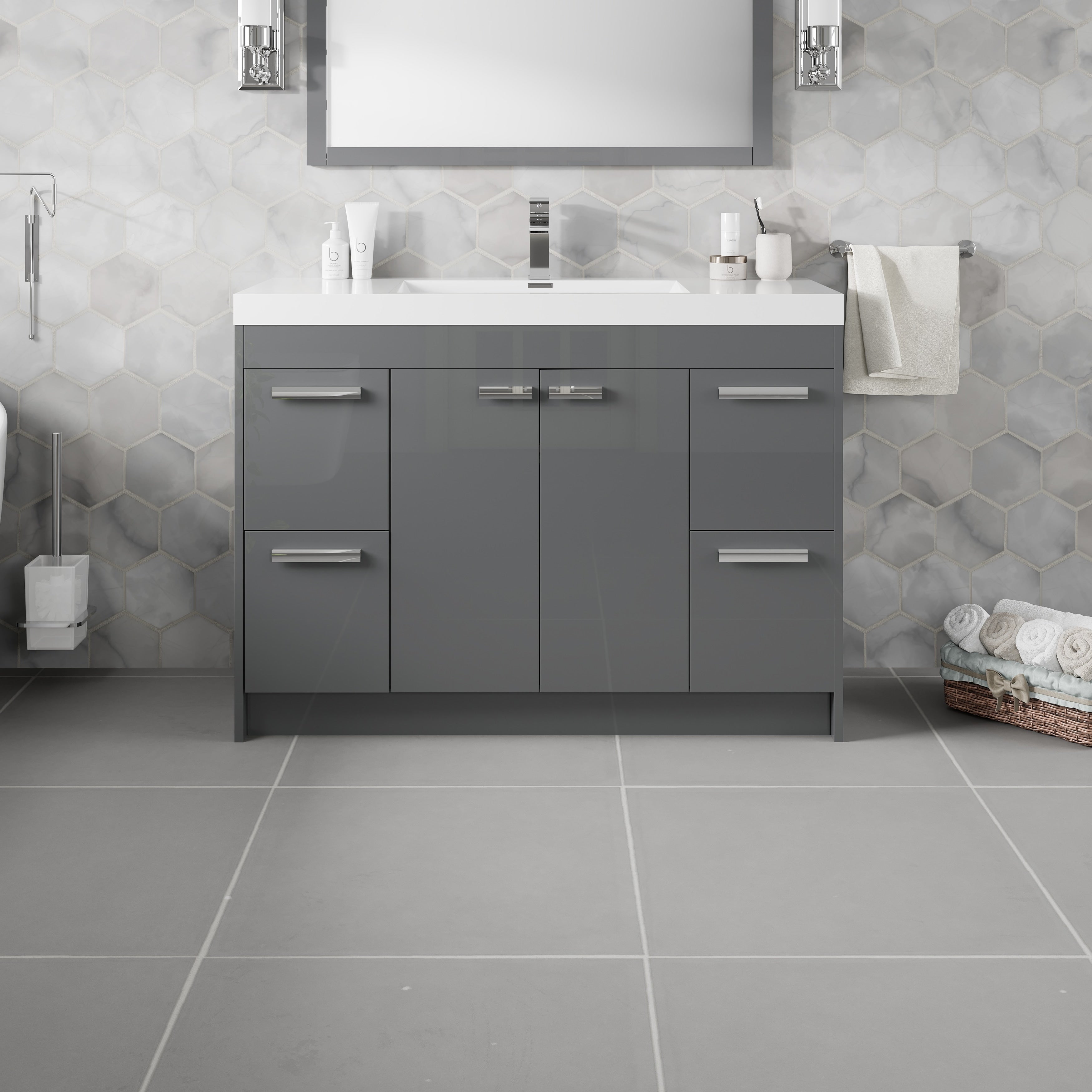 Eviva Lugano 48 Gray Modern Bathroom Vanity