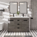 Eviva Lugano 48 Cement Gray Modern Double Sink Bathroom Vanity W White Integrated Top