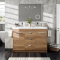 Eviva Lugano 48 Natural Oak Modern Double Sink Bathroom Vanity W White Integrated Top