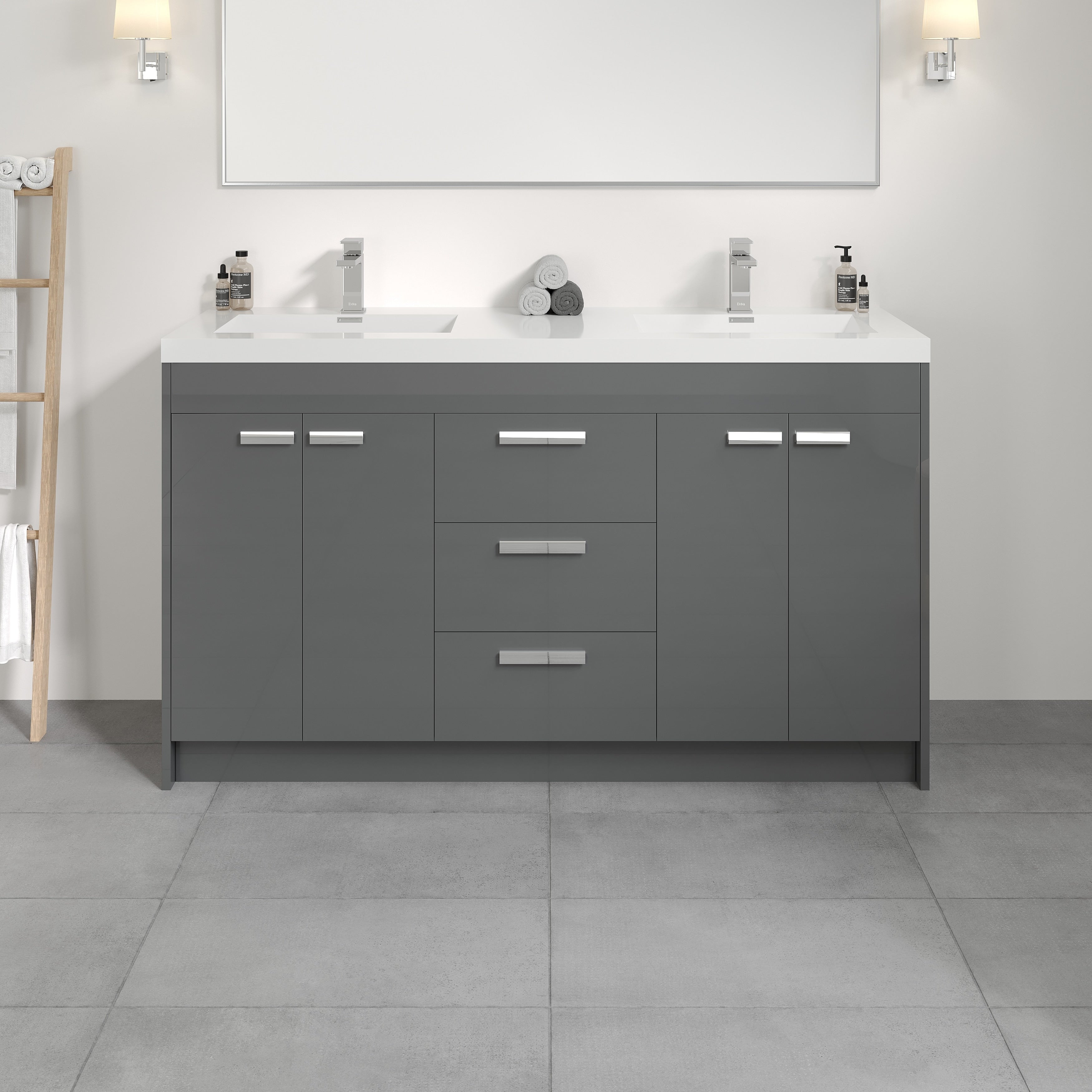 Eviva Lugano 60 Gray Modern Bathroom Vanity